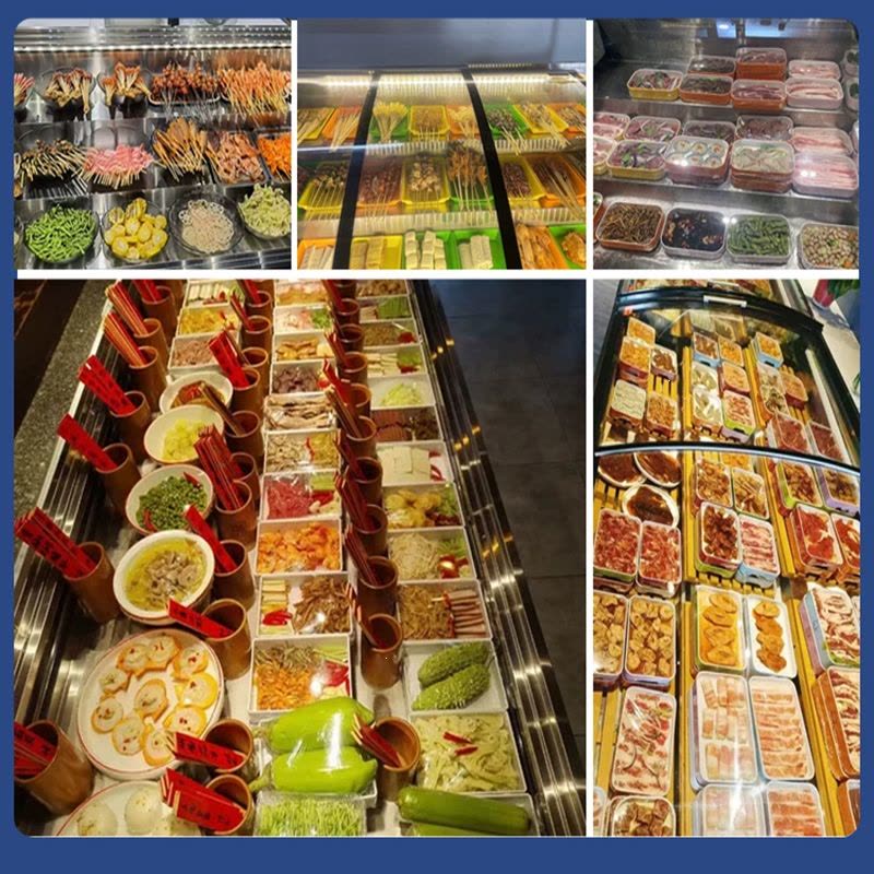 洛滑阶梯冰台烧烤展示柜冷藏商用冰柜明档菜品点菜柜水果捞保鲜柜(联系客服咨询运费,无联系不发)_2.5米三温五台阶